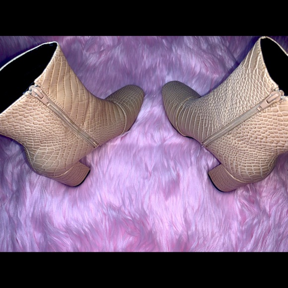 Nude Faux Croc Zipper Boot - Picture 5 of 14